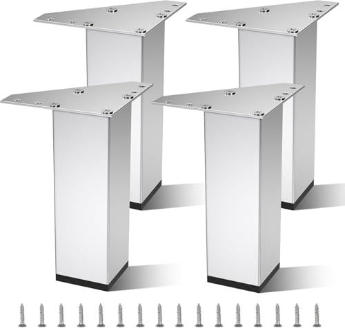 COEWUR 4 Pièces 12 CM Pieds de Meubles en Alliage d'Aluminium pour Canapé | Pied de Table Pied pour Meuble Pièd Meublé Salle de Bain Bureau Cuisine Pièds Armoire pour Lits Chaise avec Vis