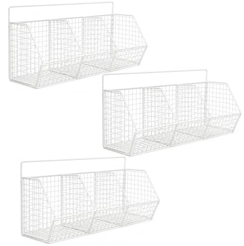 Neikafan 3Pcs Paniers de Rangement à Fruit Muraux 3 Compartiments Suspendu