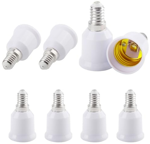 GZGXKJ 8 Pezzi E14 a E27 Socket Converter Portalampada Adattatore E14 E27