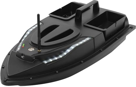 innytund Remote Control Fishing Bait Boat with 500m Range, Dual Motor Carp Bait Boat with 1.5kg Hopper, 5200mAh Battery Powered RC Bait Boat for Lake Shore Fishing, ABS Black 53.5cm