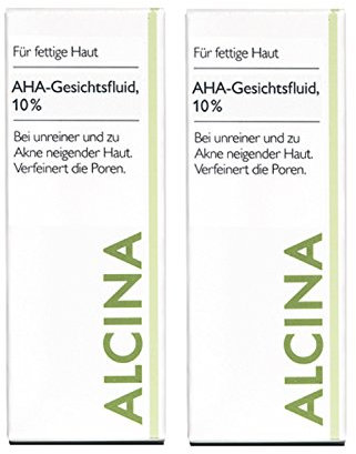 Alcina AHA-Gesichtsfluid 10% 2x50ml - Porenverfeinernd - Fettig, zu Akne neigende Haut