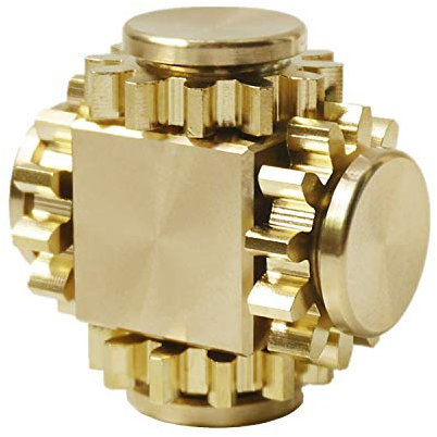DMaos Fidget Cube Spinner, Gestänge 4 Gänge Fidgety Spin Fingerspiele, Metallmessing mit superglatten Lagern, langlebige Mechanik abnehmbar, kleines Fidget Spielzeug für Erwachsene Kinder – Gold