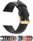 Fullmosa 12 Farben Uhrenarmband, Axus Serie Lederarmband Ersatz-Watch Armband mit Edelstahl Metall Schließe für Herren Damen 22mm,Schwarz mit golden Schnalle