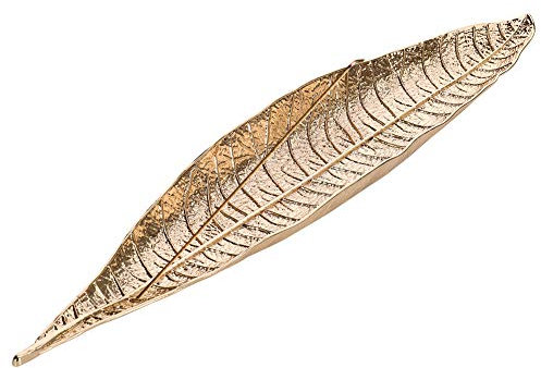 Xinzistar Incense Sticks Holder Metal Leaf Boat Incense Burner Ash Catcher 11 Inches Long for Home Decor Accessories (Gold)