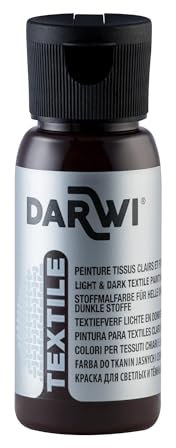 DARWI - DA0100050805C - Un flacon de Peinture Pour Tissus finition Opaque - Coloris Marron foncé - 50 ML - DARWI TEXTILE - Loisirs Créatifs - Activité Manuelle - Bricolage