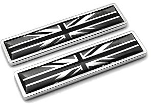 PTDecals 1 Pair The Union Jack Car Sticker Black Silver Grey England Flag 3D Emblem UK GB Flag Badge 58mm*14mm Graphic Decals for Racing Car Skirts Side