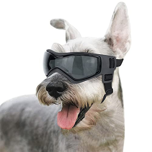 Enjoying Hundebrille, Größe S bis M, UV-Schutz, Winddicht, Antibeschlag-Haustierbrille für Hunde, weicher Rahmen, schwarz