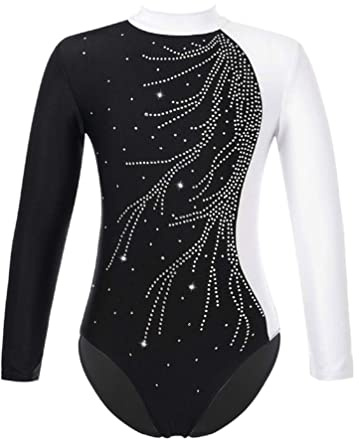 YiZYiF Ragazze Ginnastica Leotards Body Danza Classica Bambina Ginnastica Artistica Balletto Costumi Maniche Lunghe per Ragazze di 3-12 Anni Bianco 9-10 anni