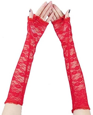 Ericetion Half Fingerless Floral Lace Gloves Ladies Fancy Long Elbow Opera Silk Hand Sleeves Girls Sunscreen Armband Sleeve Gloves Ideal for Halloween Parties