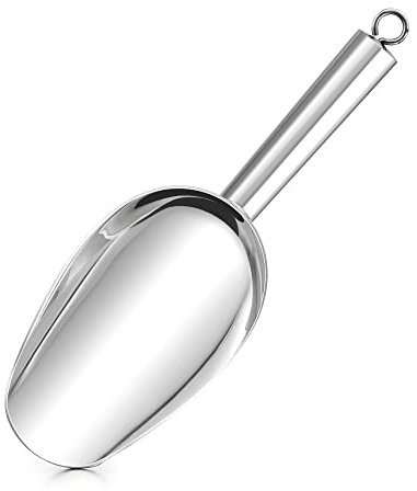 Herogo Pelle à glace, 680.4 g, en acier inoxydable, grande pelle à farine en métal pour animaux de compagnie, café, bonbons, durable et finition miroir, passe au lave-vaisselle