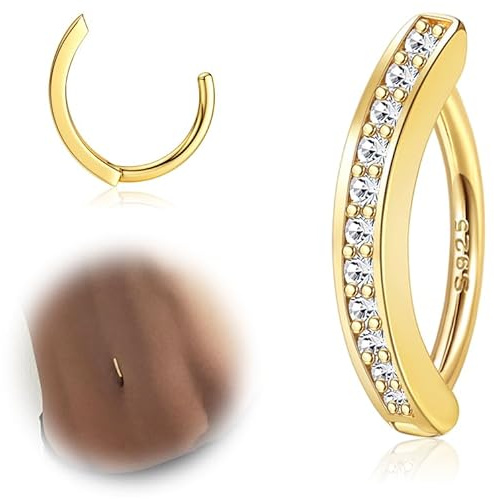 ORAZIO 14G Anelli per Ombelico Clicker per Donna Argento 925 Piercing per Ombelico Argento/Oro Gioielli per il Corpo con Ombelico Curvo Inverso 10MM/12MM 8