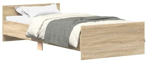vidaXL Estructura de Cama, Somier de Listones, Armazón Marco de Cama, Mueble para Dormitorio Hogar, Madera de Ingeniería Sonoma Roble 75x190 cm