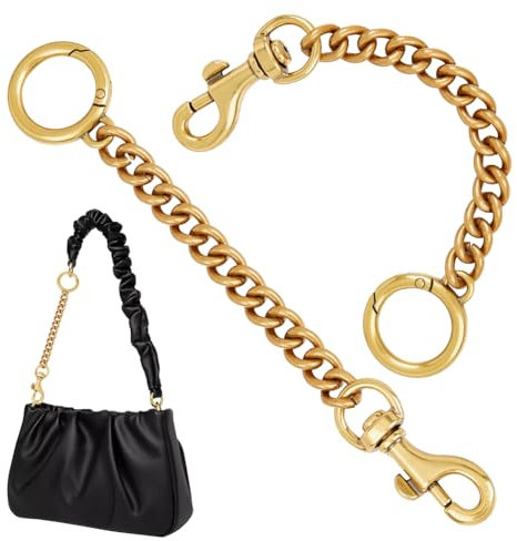 UNICRAFTALE 2Pcs Alloy Bag Chain Antique Golden Bag Extender Chains 16cm Purse Chain Metal Shoulder Bag Strap Extender with Spring Gate Ring and Swivel Snap Hook for Bag Straps Replacement Accessories