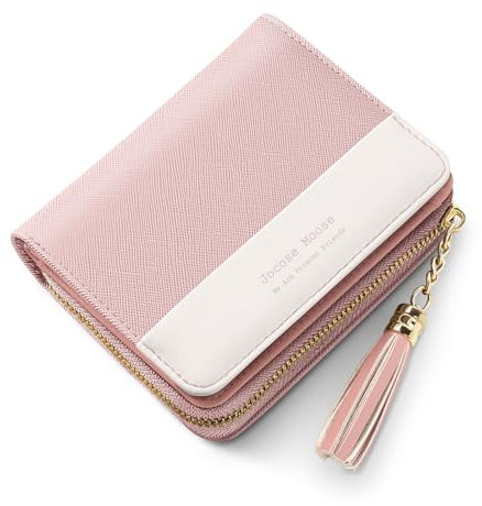 Jocose Moose Damen Geldbörse - Modernes Kunstleder Portemonnaie mit Reißverschluss, RFID-geschützt, Pink, für Damen