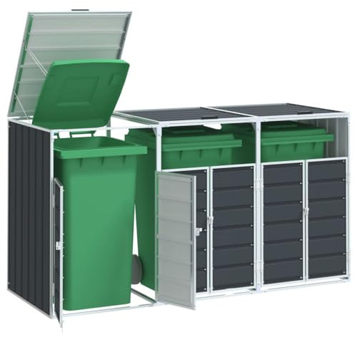 IKAYAA Mülltonnenbox 3er 240L 3 Tonnen Metall Mülltonnenverkleidung Müllcontainer Mülltonnenschrank Müllbox Draußen