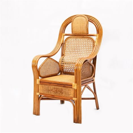 ruyi-1986 Silla Ratan Silla Interior y Exterior for Restaurante y Patio, Silla Decorativa, sillón de Comedor rústico y Moderno de ratán for Granja Silla Mimbre(Yellow)