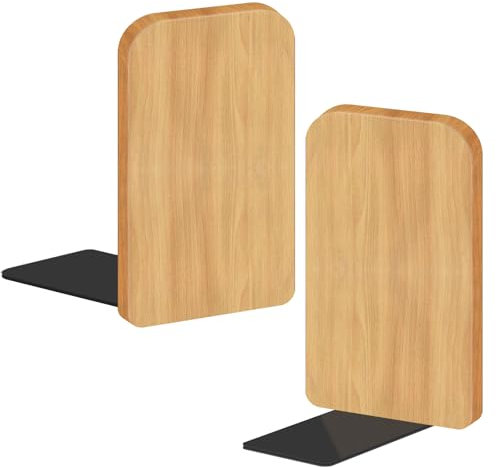 2 Stück Buchstütze Holz, Buchenholz Buchstütze 17 x 12 x 10.5cm Rutschfesten Buchstützen, Bücherstütze Book Holder Bookends Bücherhalter für Regal, für Schwere Bücher CDs Schallplatten