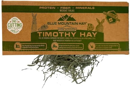 Blue Mountain Hay Fresh High Altitude 2nd Cutting Timothy Grass Hay (10 lb), Soft Leafy Easy Flake Forage High Fiber Balanced Nutrition Supports Digestion Optimal Weight Palatability Low Waste