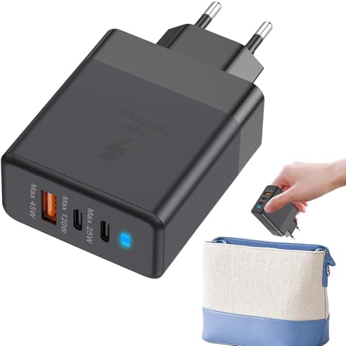 Cargador USB C de 120 W, Cargador Multipuerto, Cargador Rápido USB C 120W, Cargador de Pared Rápido para Smartphones, Tabletas, Auriculares, Reproductores MP3