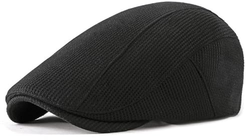 SAIIURV Boinas Hombre Newsboy Casquillo Plano Sombrero Boina Flat Cap, Gorra con Visera para Hombre, Sombreros Cabbie Gatsby Cap, (FR/ES, Letras, Talla única, Negro)