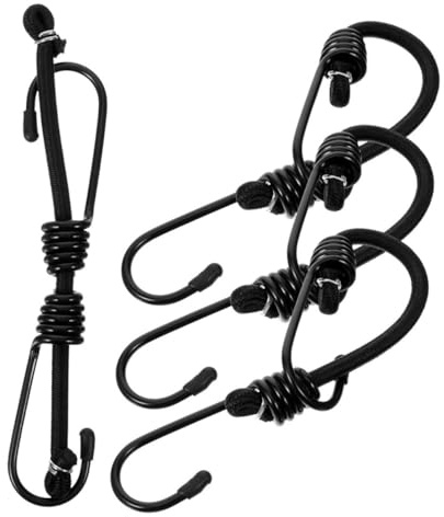GARVALON 4 pièces Tendeurs Élastiques Robustes avec Crochets Sangles de Fixation Extensibles pour Bagages Moto et Vélo Maintien Sûr pour Coffre Camping et Randonnée
