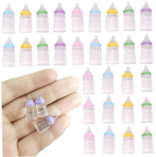 Biberon de lait de poupée pour bébé, 30 pièces, mini bouteilles en plastique colorées, bouteille jouet légère et compacte, nouveauté multi-usage, petit pot bonbons pour baptême, bricolage artis