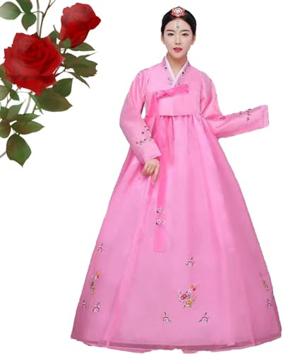 Korean Traditional Dress for Women Women's Long Sleeve Classic Hanboks Dress Cosplay Costume Palace Wedding Dance(L,XL)