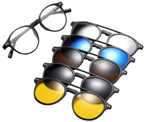UV-solglasögon - 13,4×13,9×4,6 Cm, Glasögon Med Magnetlins, Polariserade Glasögon Mot Reflexer | Mångsidiga Utbytbara Linser Skyddar Ögonen Under Natt Och Dag, Idealiska Män Kvinnor Kör Utomhusakt