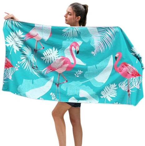 Whoasyst Telo mare oversize poncho da nuoto con clip ad asciugatura rapida assorbente in microfibra asciugamano da bagno per adulti viaggio vacanza asciugamano in microfibra ad asciugatura rapida