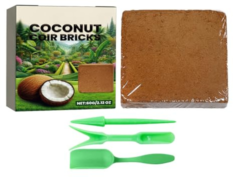Ladrillo para plantas – 3,94 x 3,94 x 0,39 pulgadas | Mezcla de tierra natural reutilizable – 60 g de ladrillo de fibra vegetal, ideal para trasplantar plántulas, flores en macetas, orquídeas