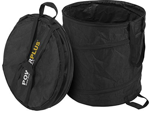 PowerPlus Pop-Up Gartensack, 85 l, mit selbstschließenden Griffen, platzsparend, mit Auffangbehälter für Gartenabfälle