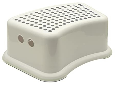 ZYBUX - Step Stool for Bathroom with Anti-Slip, White Colour, Toilet Steps For Toddlers, Lightweight Durable Stepping Toilet Step for Kids, Sink, Kitchen With Grey Dots (37x24.5x13 cm, 400g)
