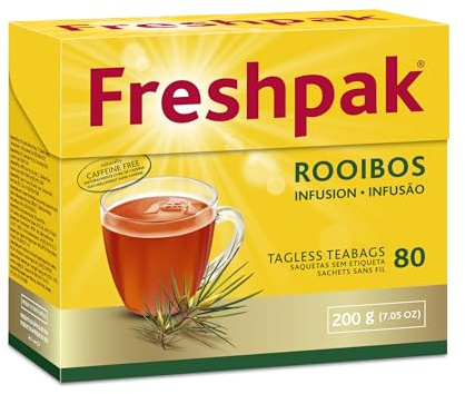 Freshpak® Rooibos Tea | 80 Tagless Teabags | Packed at source in South Africa | Natural Premium Rooibos | Naturally Caffeine Free | Keto Friendly | Non GMO |