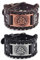 Juland 2 Stück Herren Retro Breites Metall Herren PU Leder Armband Punk Style Armbänder Breiter Gürtel Manschette Armreif Rock Wrap für Männer Junge Einstellbar –Viking Totem