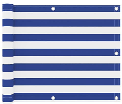 vidaXL Balkon Sichtschutz Bespannung Terrasse Windschutz Sonnenschutz Balkonbespannung Balkonverkleidung Weiß Blau 75x600cm Oxford-Gewebe