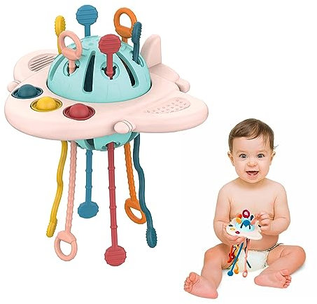 MYDOVA Montessori Bebe, Motricité Fine bébé, Jeux Sensoriel Bebe 1 an, Jeux de Corde à Tirer, Jouet de Dentition pour Bébé, Cadeau pour Garçons Filles