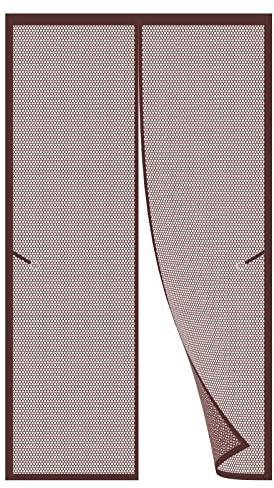 Tela Mosquitera Para Puerta Y Ventana 260 x 230 cm Pantalla Mosquitera Universal Cierre Automático Sin Taladrar Fácil De Ensamblar Cortina Antimoscas Para Balcón Y Puerta Ventana, Marrón