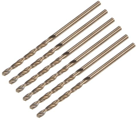 QUARKZMAN 6pz Punte Elicoidali 2mm Acciaio ad Alta Velocità (Hss) Rivestite Titanio Dorato 4341 Punte Trapano Elicoidali a Punto Diviso 135 Gradi per Acciaio Inox Metallo Plastica Legno
