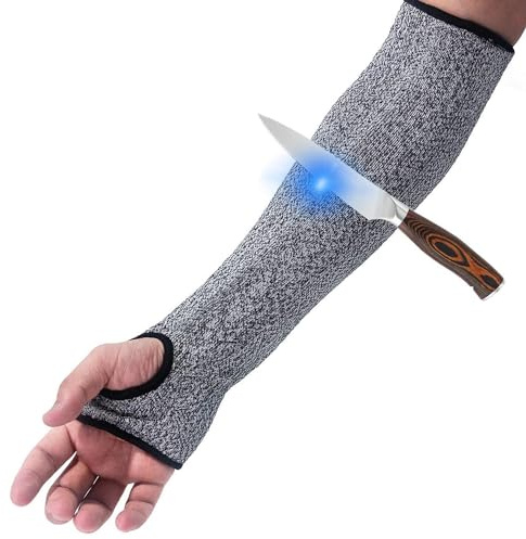 ZEACCT 1 stycken antiskärande ärmar med tumhål, säkerhetsskurna ärmar, armskyddshylsa med tumutrymme, stickade termiska skärande ärmar