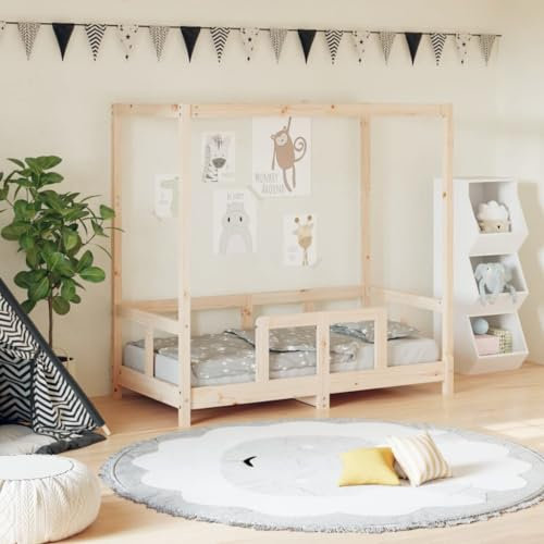 INLIFE Kinderbett 70x140 cm Massivholz Kiefer,18,45 KG,834510