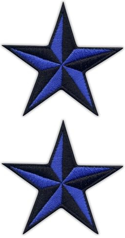 Set di 2 toppe ricamate con stella della vela, da cucire, colore: nero/blu
