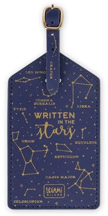 Legami - Étiquette de bagage, Luggage Tag pour valise, accessoire de voyage aérien croisière train, étiquette de bagage pour protéger les données en cuir PU et microfibre, étoiles