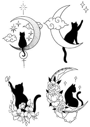 5 Pezzi Di Adesivi Per Tatuaggi Di Gatti, Succo Semipermanente Alle Erbe Impermeabile, Di Lunga Durata, Sexy, Carino, Simulato, Di Fascia Alta