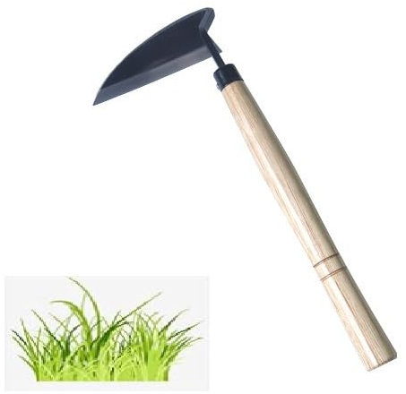 Azada Forjada para Plantar parterres y Zonas de rocalla, con Mango de Madera azada de deshierbe (estilo japonés)