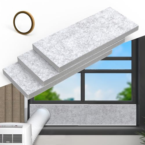 Flamorrow Insulated Foam Panels for Portable AC Window Seal Kit, Sturdy & Thick Air Conditioner Insulating Panel, Adjustable AC Window Seal Panels for Seal Heat, Fill Gap, Reduce Noise, 3 Pack