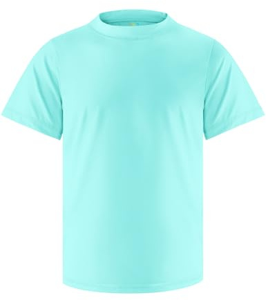 Boys Swim Shirt Short Sleeve Rash Guard for Toddler Kids UPF+ 50 Rashguard Sun Protection Surfing Swim Wear 3T SPF Shirt Lake Blue