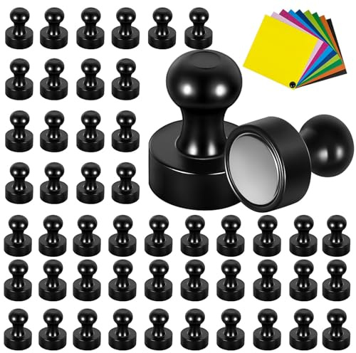 Aimants Noirs puissants, 50 pièces 12 mm x 16 mm Aimant pour réfrigérateur magnétique, Petits aimants, Mini aimants de Carte décoration Artisanale avec boîte de Rangement Gratuite