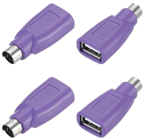 QUARKZMAN 2 Pcs Adaptador PS/2 a USB PS/2 Macho a USB Hembra para ratón y Teclado cableados en PC de Escritorio Laptop o Notebook Color Morado