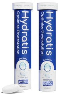 HYDRATIS - Pastilles Hydratation Electrolytes - Neutre - Améliore l'Hydratation et Favorise l'Énergie - Formule Isotonique - Sport, Récupération, Bien-être - 2 tubes (40 Pastilles)