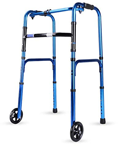 Telaio da passeggio leggero in alluminio con 2 ruote, altezza regolabile, supporto per la mobilità per anziani e disabili, design pieghevole per un facile trasporto e stoccaggio